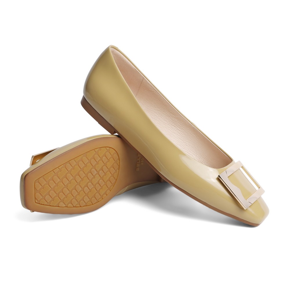 百丽浅口舒适平底鞋女2022春新商场同款牛皮单鞋