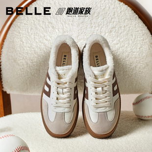 【马年系列】百丽女跑道板栗德训鞋红色新年厚底休闲板鞋子E9Z1D