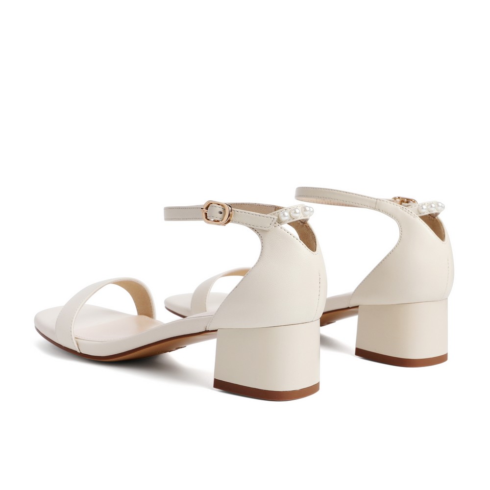 凉鞋百丽通勤一字夏新商场同款羊皮皮革粗跟一字带凉鞋