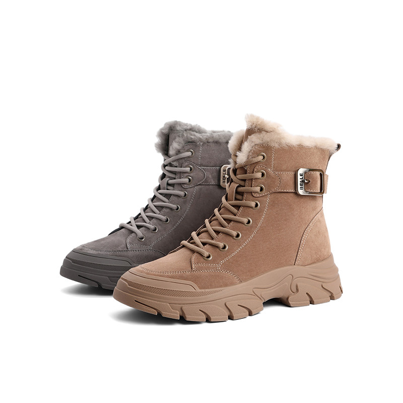 靴女百丽复古保暖雪地2022冬季靴子新款商场时尚雪地靴