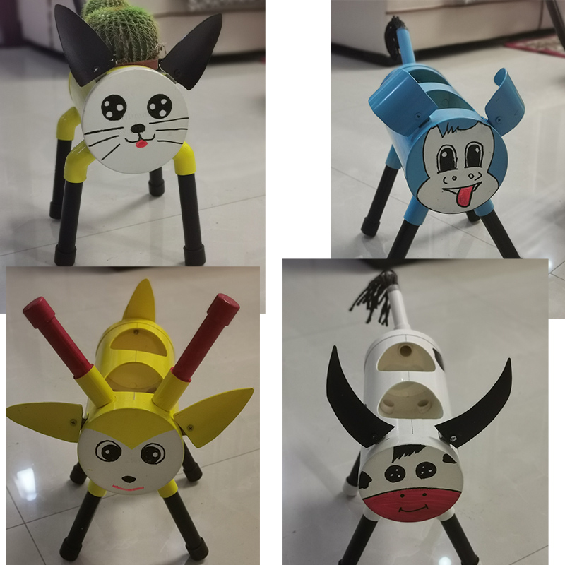 幼儿园景观客厅地面桌面绿植塑料pvc水管小动花架