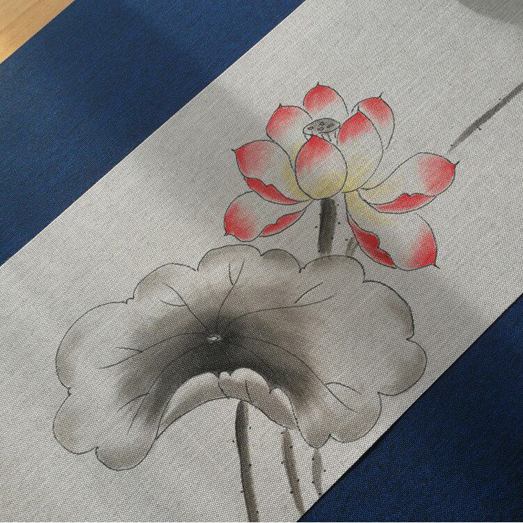 手绘防水布茶席桌席桌布茶具日式式禅意棉麻布艺茶道