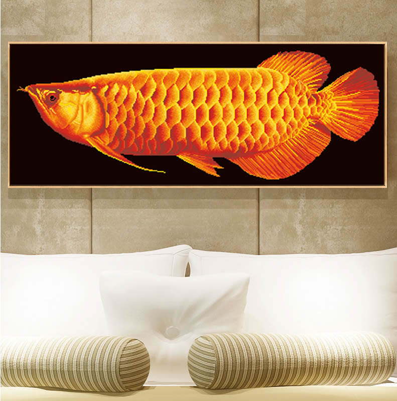 5d金龙鱼钻石画满2021新款招财半贴点十字绣客厅十字绣套件