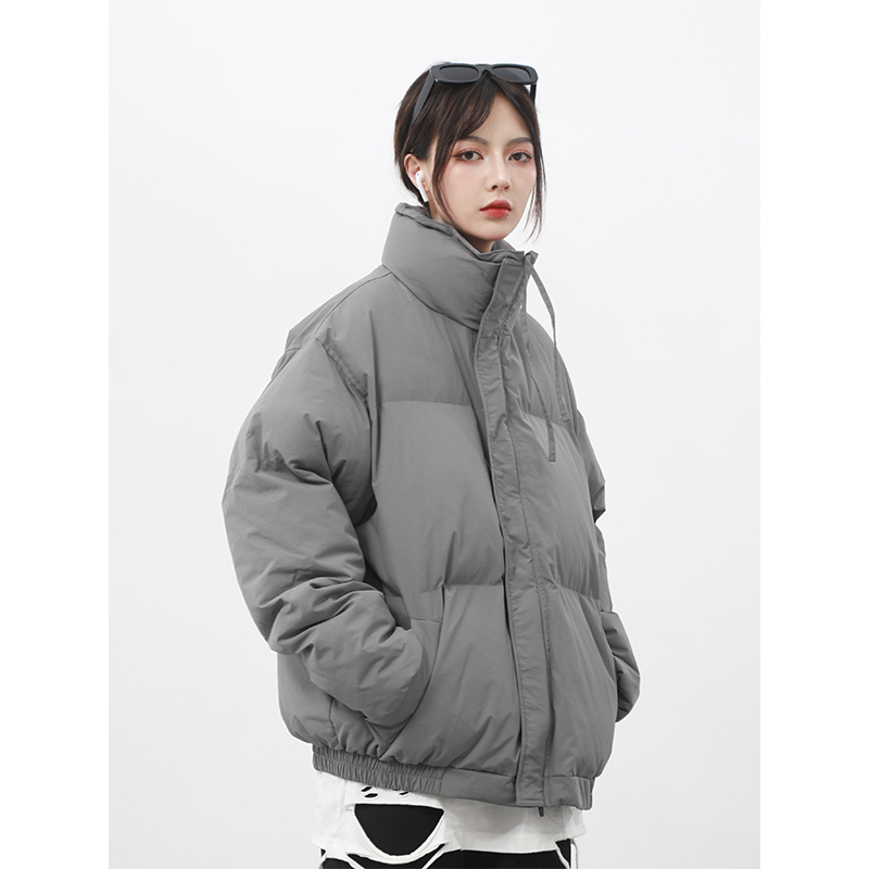 高街灰色工装立领棉服男潮牌韩版潮流冬季外套加厚棉袄棉衣面包服