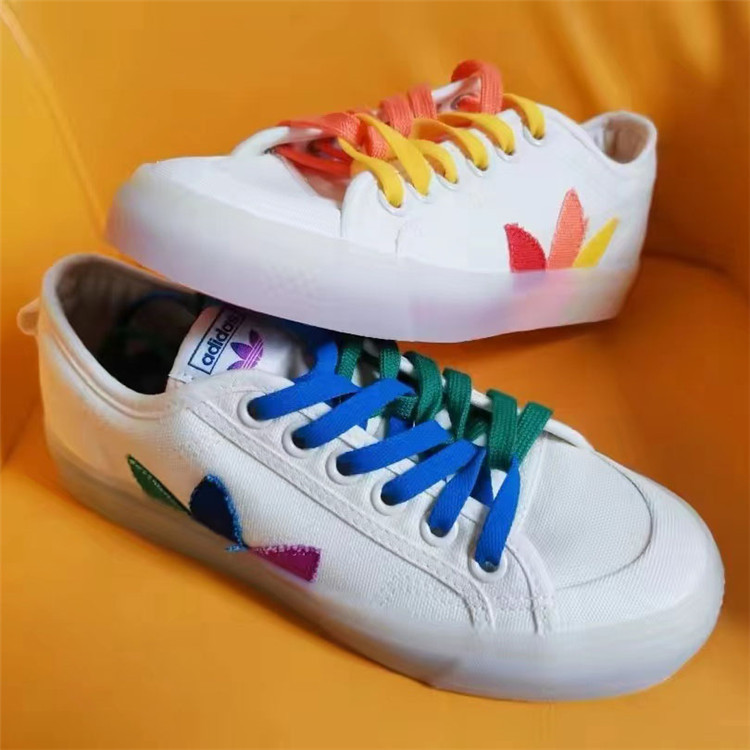 adidas三叶草nizza鸳鸯果冻彩虹渐变休闲帆布板鞋运动休闲鞋