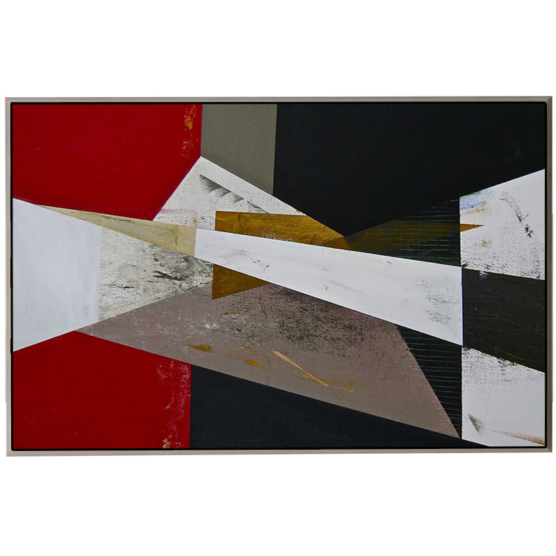 大芬村油画定制客厅手绘抽象几何黑白红金玄关油画