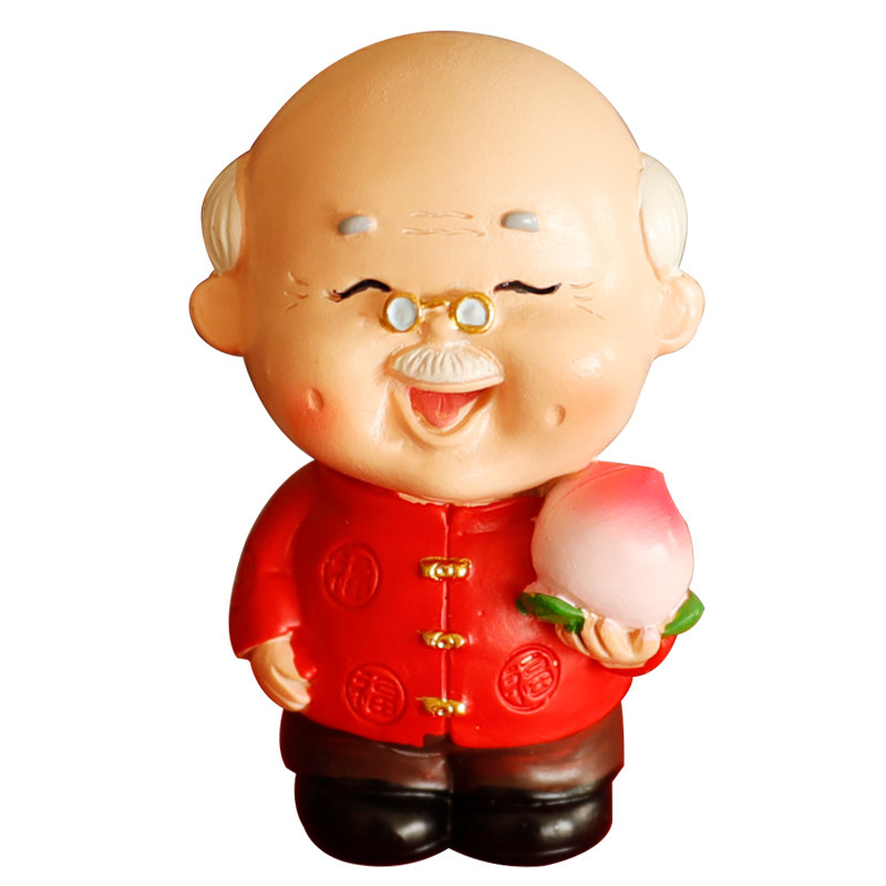 祝寿蛋糕装饰新年寿桃爷爷如意奶奶玩偶摆件节日装扮用品