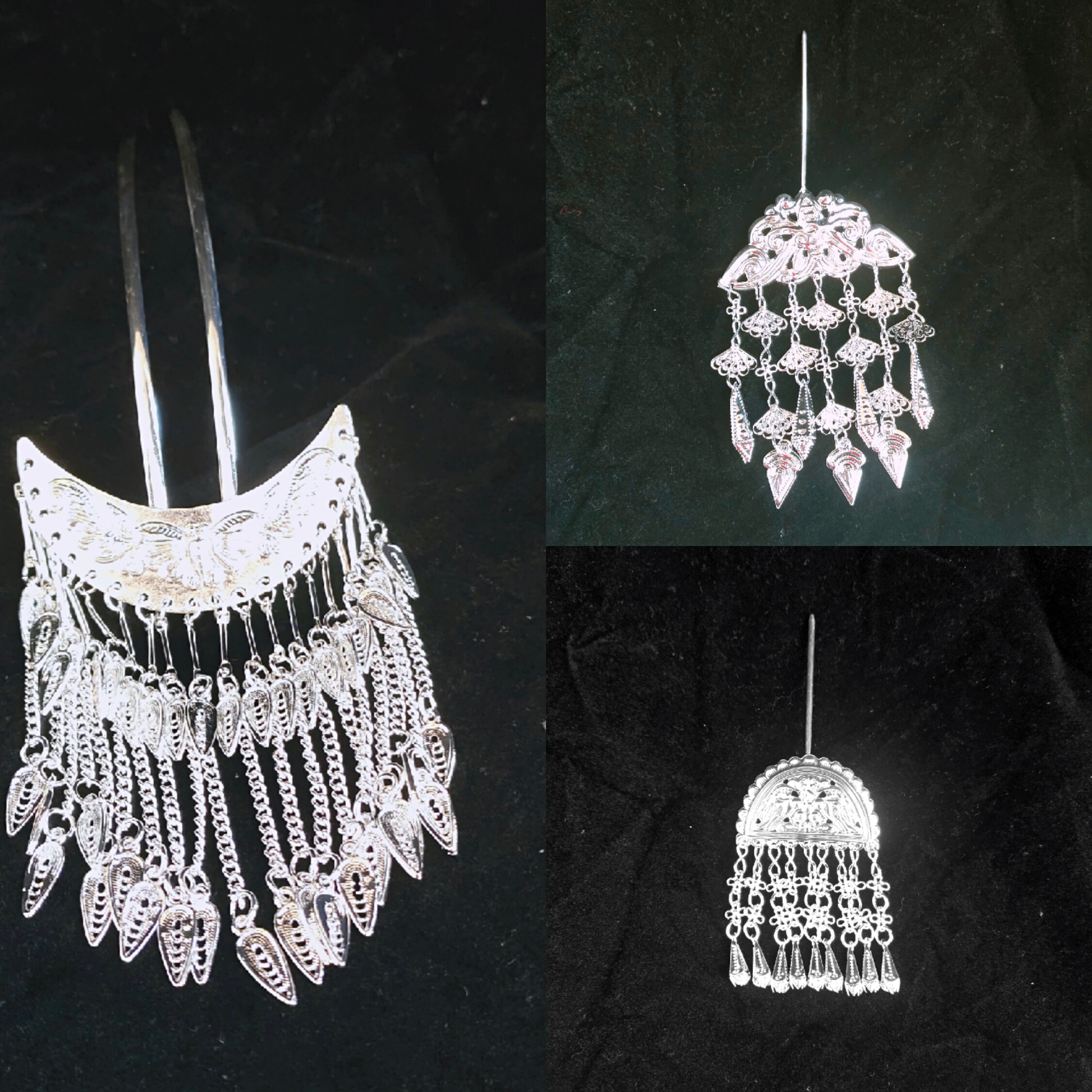 贵州苗族苗银帽子项圈少数民族侗族梳子发簪蝴蝶花发饰