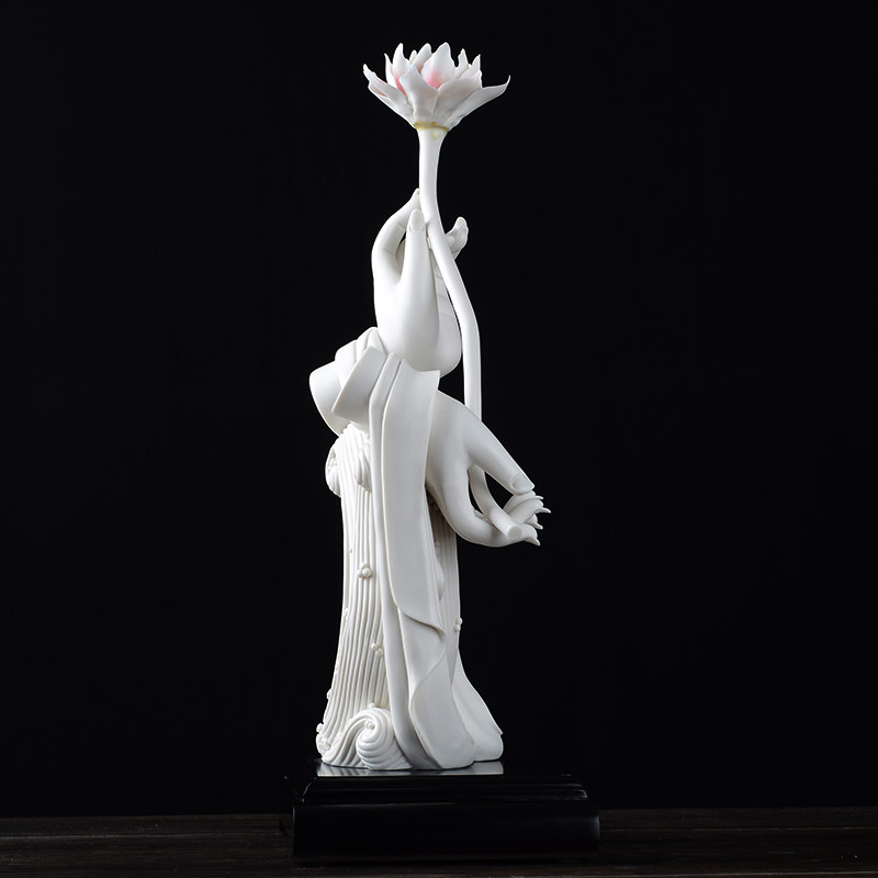 家居摆件德化白瓷佛手莲心大号玄关高档会所摆件