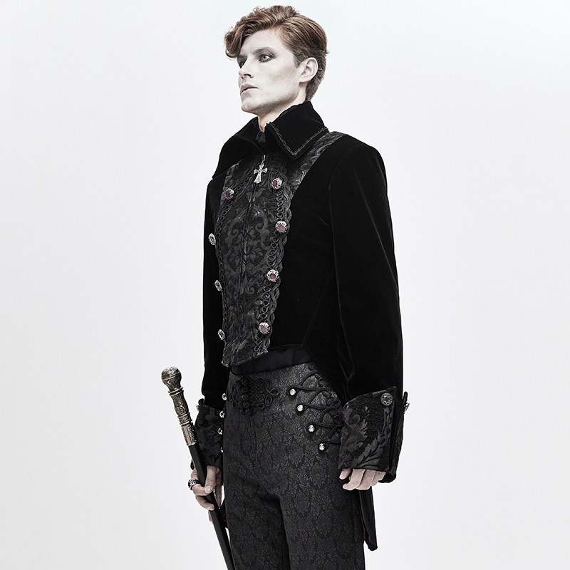 哥特式gothic男装纽扣刺绣外套中长风衣秋冬休闲夹克