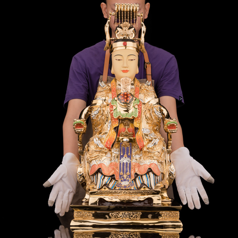 妈祖娘娘台湾盛凡神像铜鎏金妈祖天上圣母天后摆件