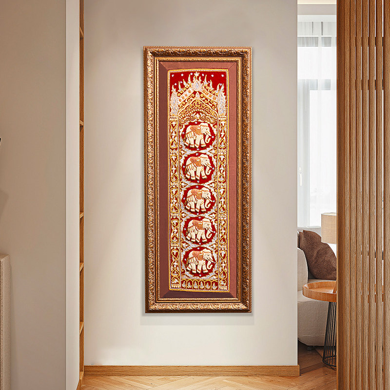 泰域东南亚风格大象装饰画轻奢泰国客厅玄关挂画现代装饰画