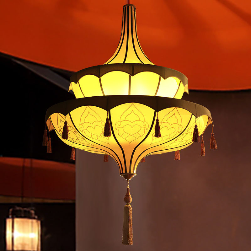 泰域泰式手工布艺吊灯东南亚风格别墅茶室餐厅客厅吊灯
