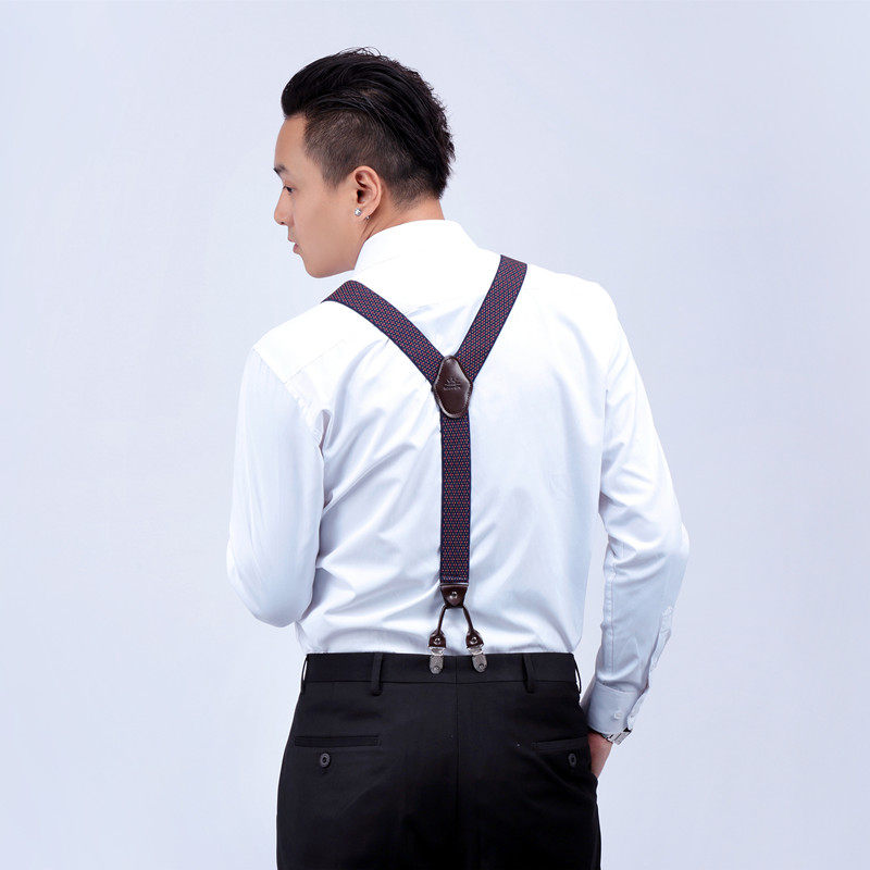 太阳牌男士背带男款吊带六夹吊裤带胖人成人西裤加长松紧背带夹扣