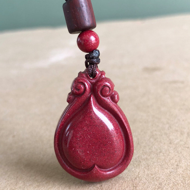 原矿护心吊坠天然紫金朱砂男女随身平安平安水项坠