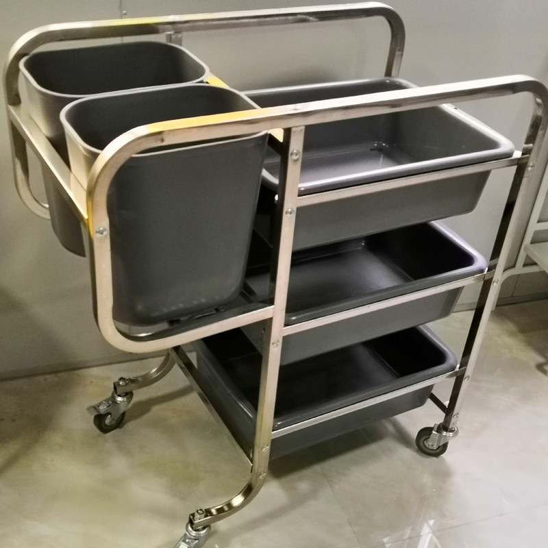 收集不锈钢収碗车五斗餐盘餐具筷子酒店食堂餐车餐盘收集车