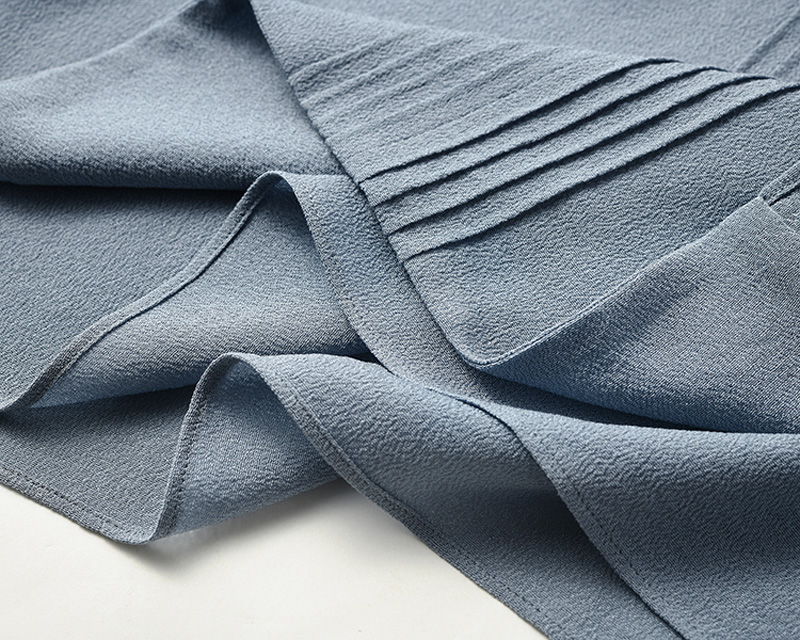 真丝2020新款奢华双层鬼绉里外圆领简约精致衬衫