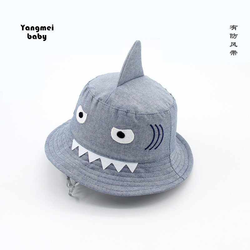 宝宝太阳帽可爱鲨鱼帽春夏秋纯棉儿童帽子遮阳帽帽子