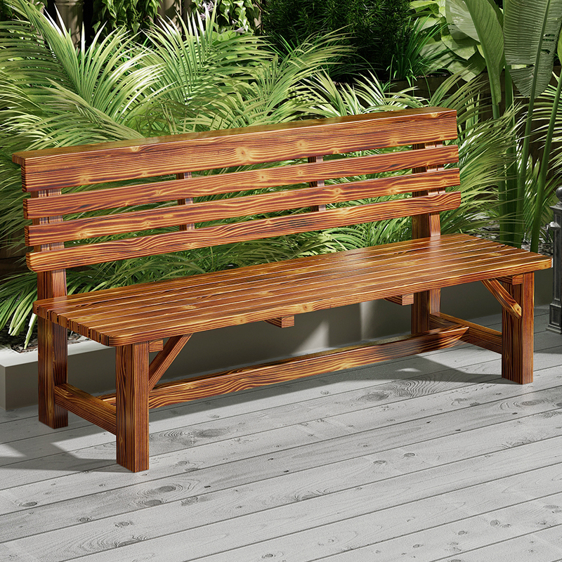 户外长椅实木背椅室外座椅长凳防腐木椅椅子公园椅