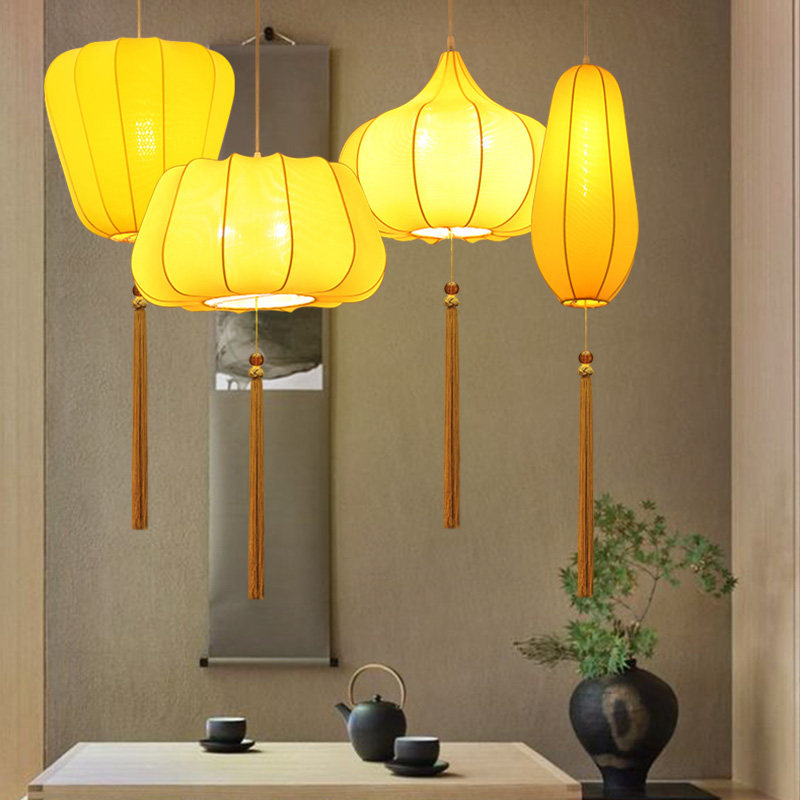 灯笼餐厅发光吸顶灯黄色装饰复古客厅酒店吊灯灯笼