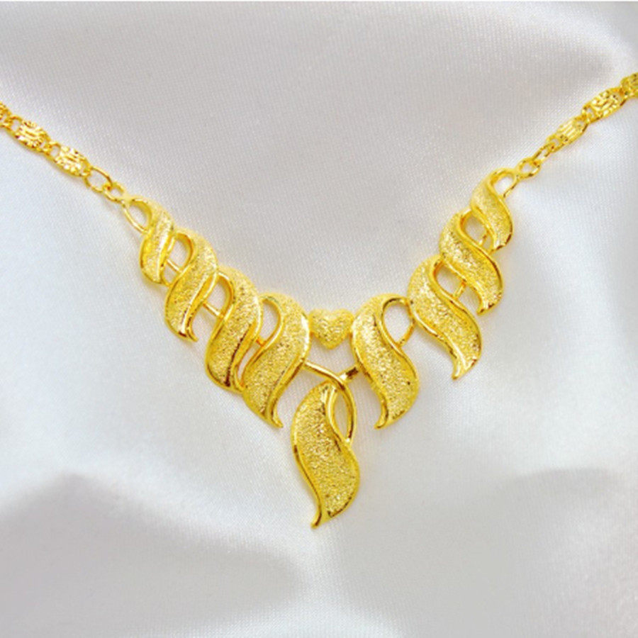 中式新娘结婚首饰24k金色项链女款婚礼拍照项链