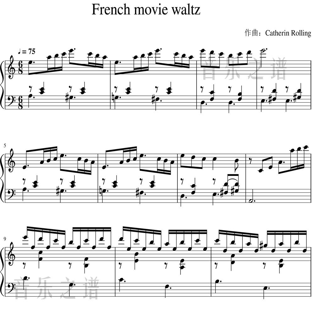 frenchmoviewaltz钢琴琴谱五线谱独奏独奏曲曲谱调谱其它乐器配件