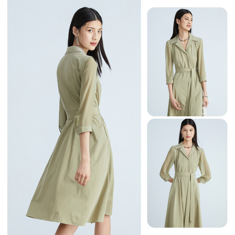 衬衫nexyco奈蔻新款连衣裙女夏中袖职业通勤修身连衣裙