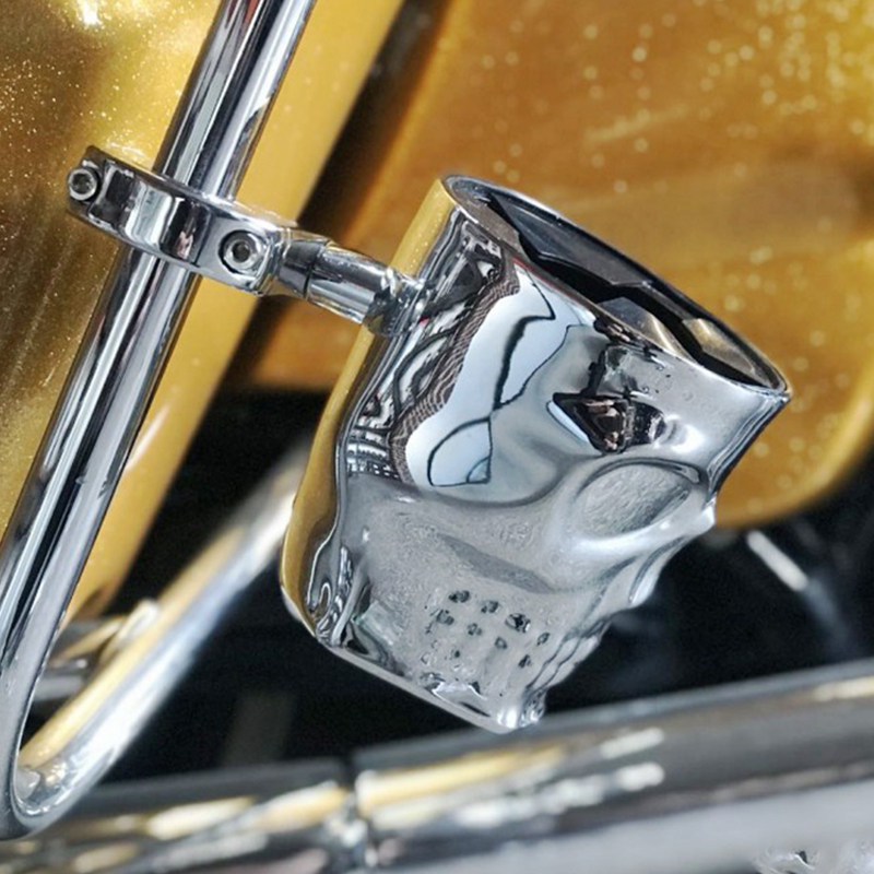 哈雷印第安摩托车通用骷髅水杯滑翔软尾镀铬车把手把