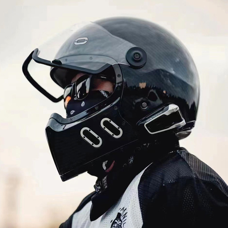 法国qwart瓦特碳纤维复古全盔超轻宝马凯旋拿铁摩托车头盔