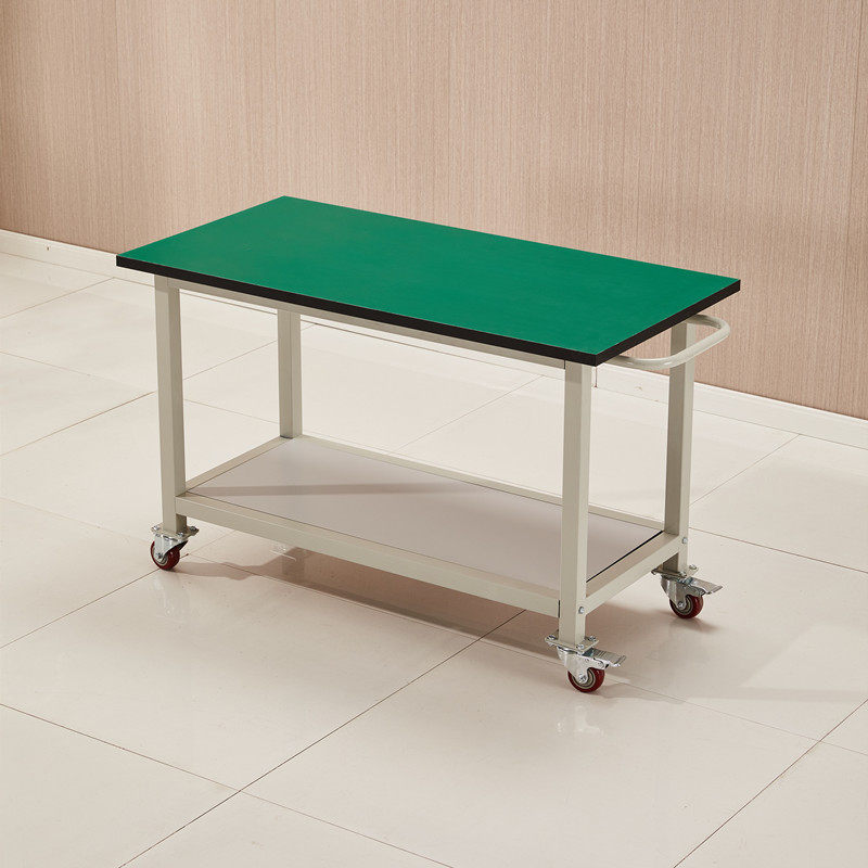 防静电可移动工作台带轮操作台手推车测试不锈钢双层活动工作台