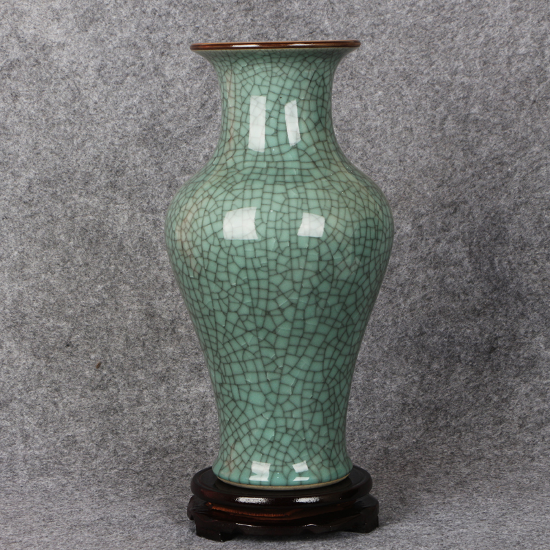 景德镇陶瓷器仿古官窑开片裂纹花瓶古典现代家饰品花瓶