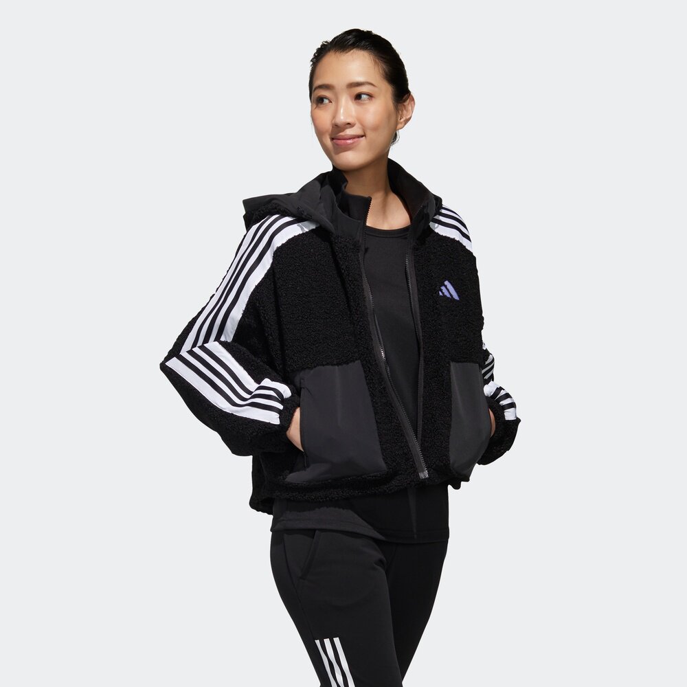 adidas阿迪达斯2020秋季新款夹克上衣摇粒绒羊羔外套运动茄克