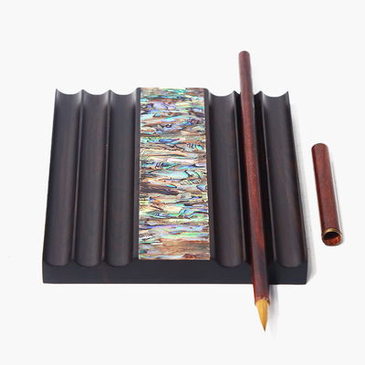 比兴国家非遗镶嵌螺钿毛笔笔床精品漆器木笔文创产品笔架复古国风创意