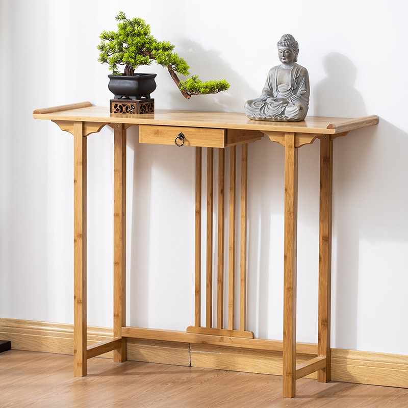 楠竹供桌佛桌家用玄关台竹中式实木香案台佛像财神桌摆件供奉台