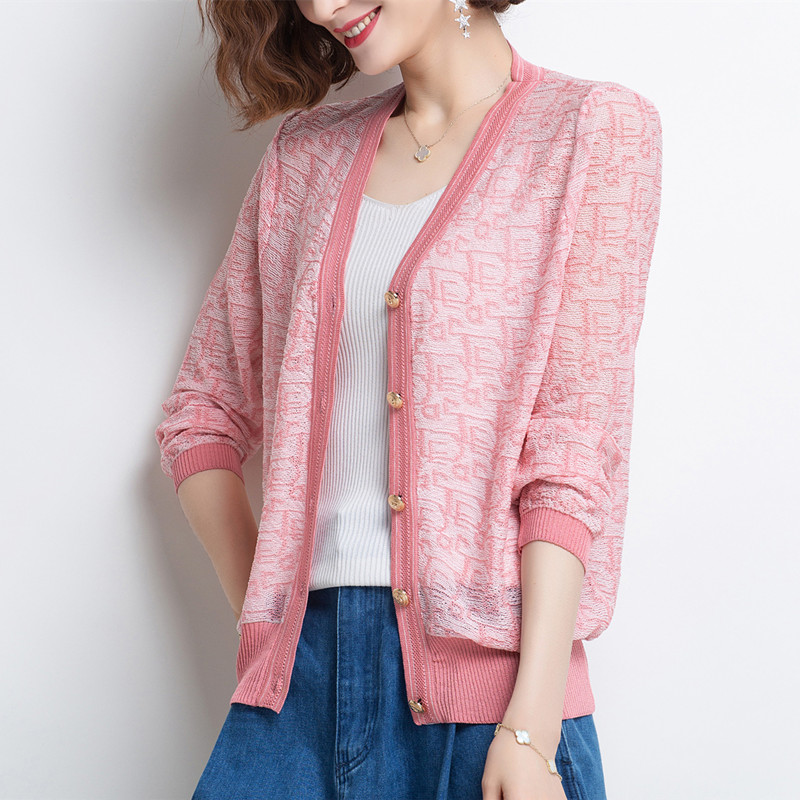 冰丝针织开衫女薄款外搭mm夏季大码披肩外套毛针织衫