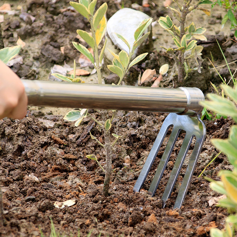 不锈钢锄头园艺除草工具种花小锄头家用种菜松土耙子翻地长柄宽锄