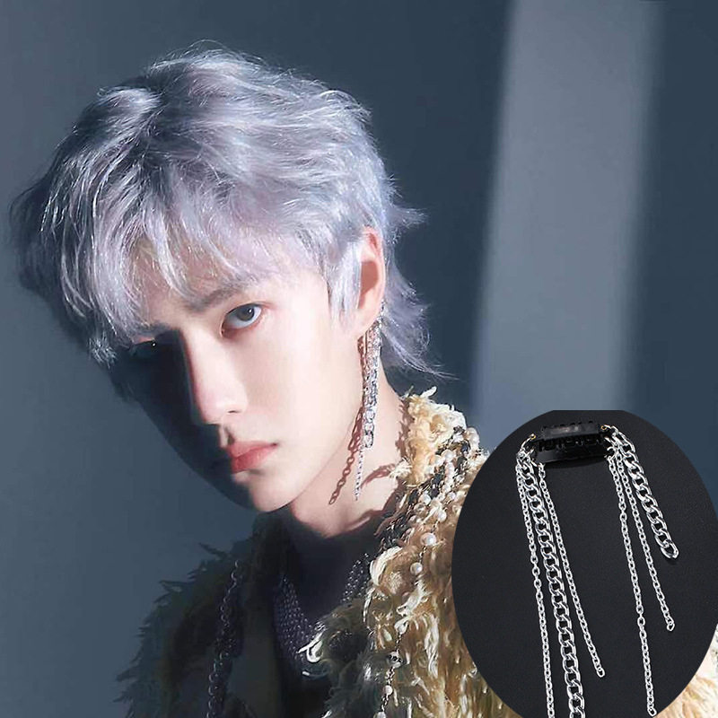 街舞网红人头哈潮嘻哈耳饰头饰闪电发夹王一博发饰