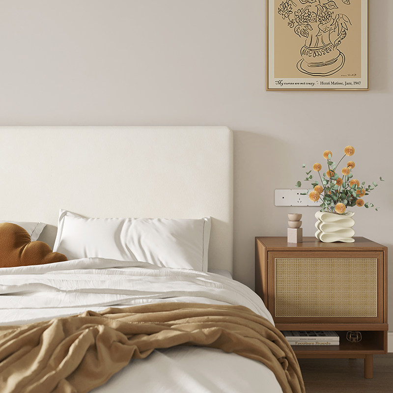 床头芊芊郡主奶油色床头罩万能头套通用薄款改造床头罩