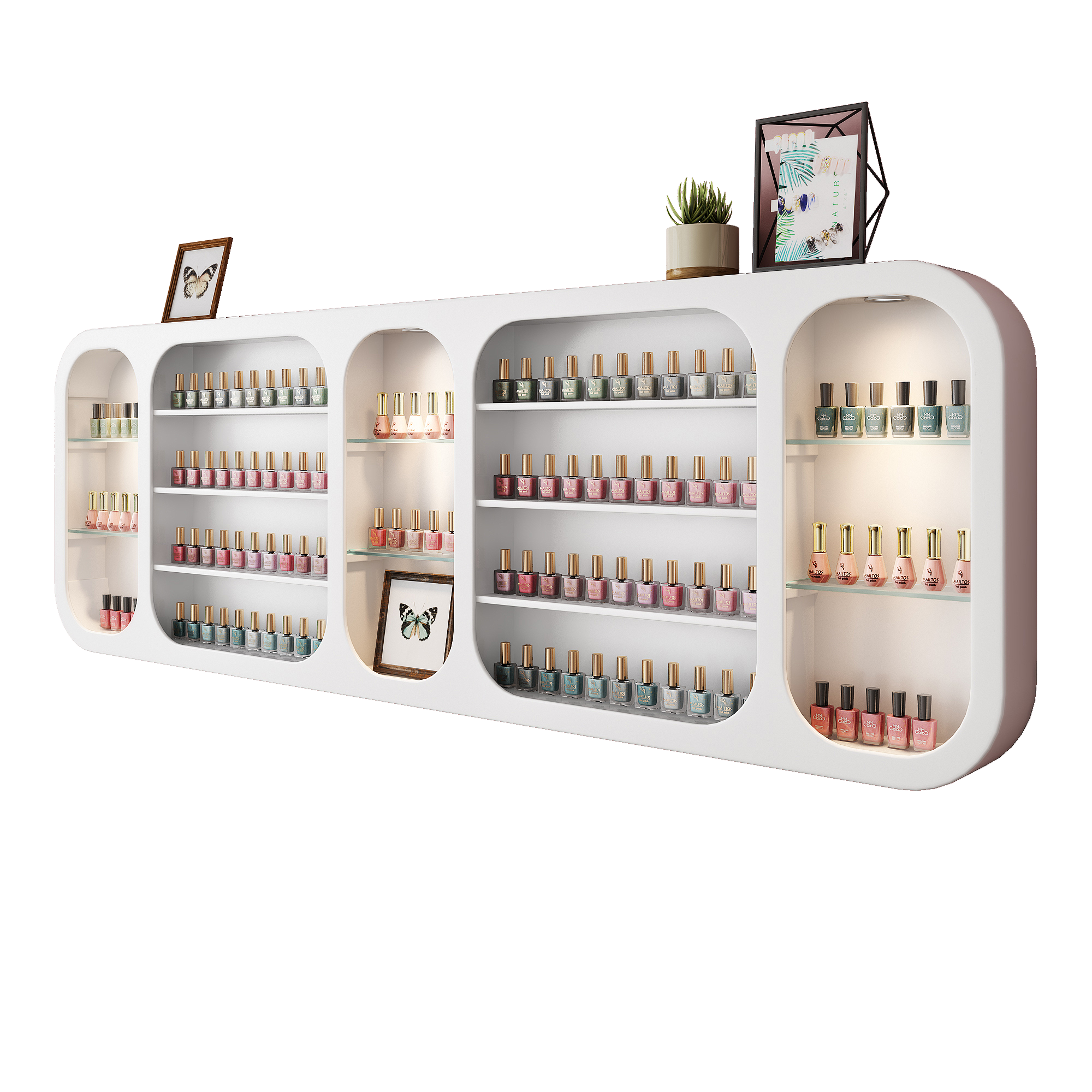 网红红包美甲店甲油胶展示架挂壁置物架墙上多层化妆品货架