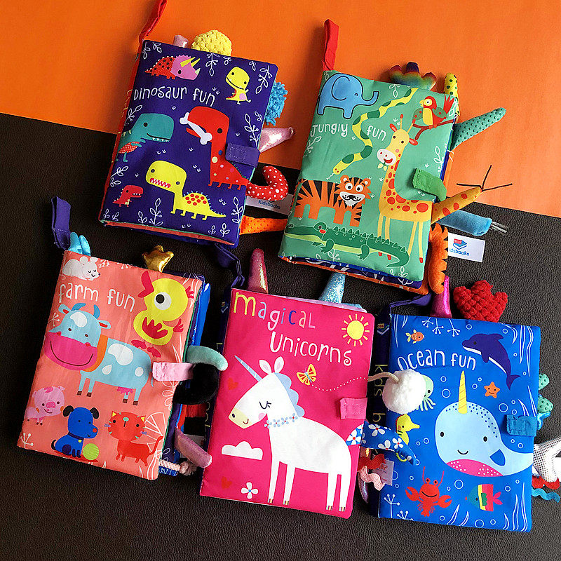 宝宝不烂布书01岁婴儿立体尾巴巴布艺书益智宝宝布书