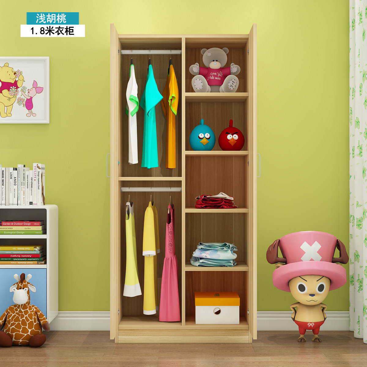 衣柜现代简约实木衣橱组装板式收纳宝宝卧室儿童简易衣柜