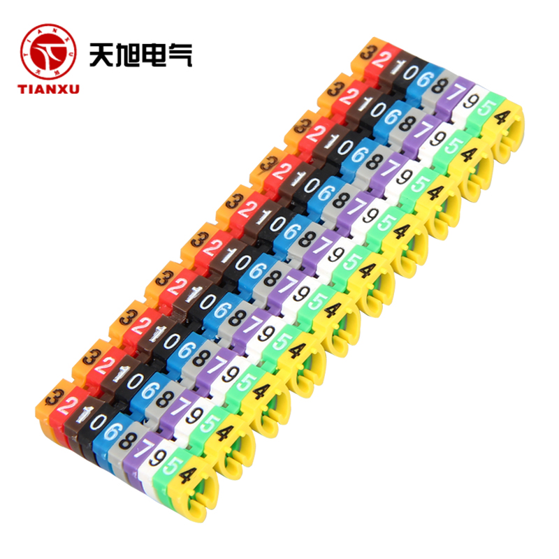 卡扣彩色号码管套数字线标电线网线编号标识套管