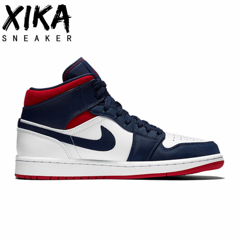 airjordanmidaj1美国队长长白蓝红中帮篮球鞋篮球鞋
