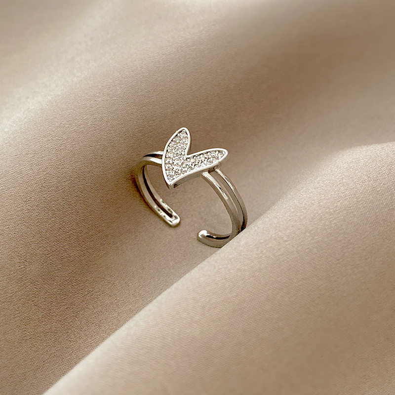 韩款新款ins网红同款双层爱心戒指轻奢气质戒指