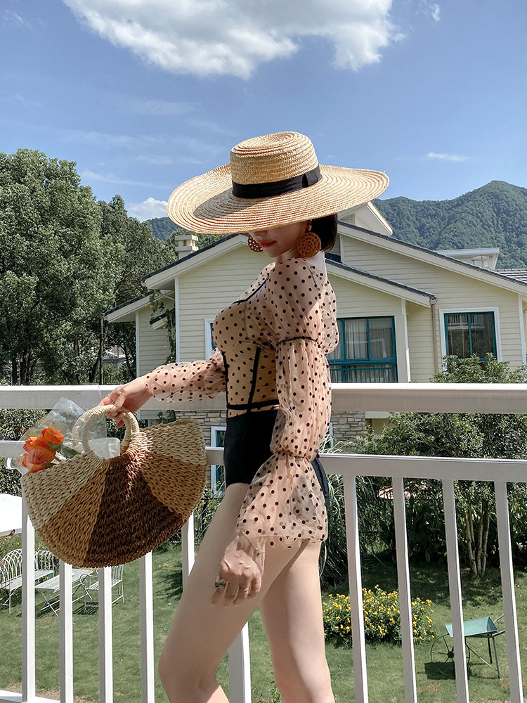 性感女士可爱爱波复古小胸绑带连体游泳衣比基尼连体泳衣