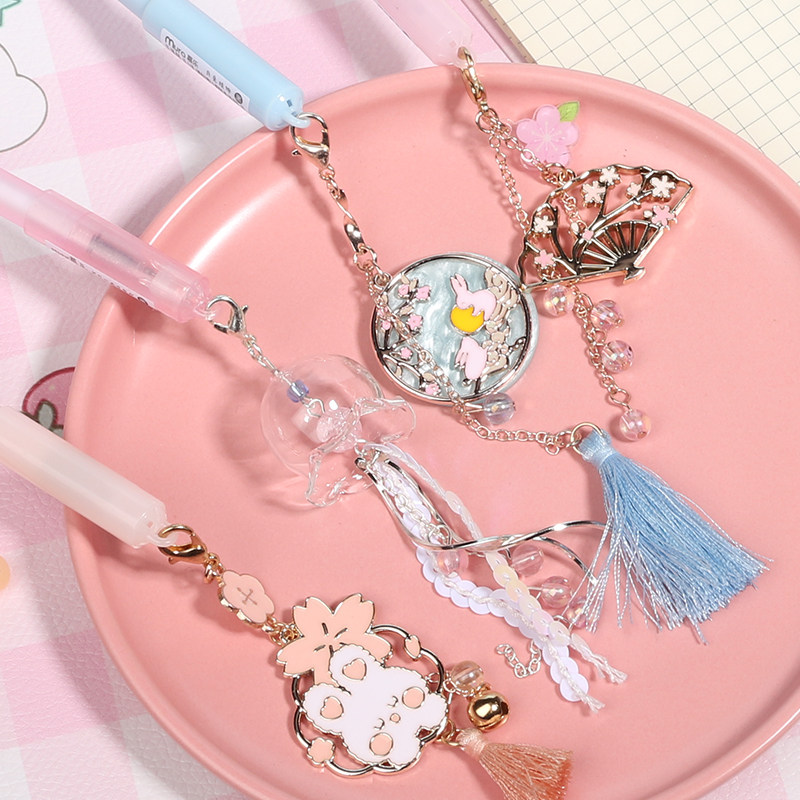 高颜值樱花吊坠少女心中中性笔古风网红学生礼物中性笔