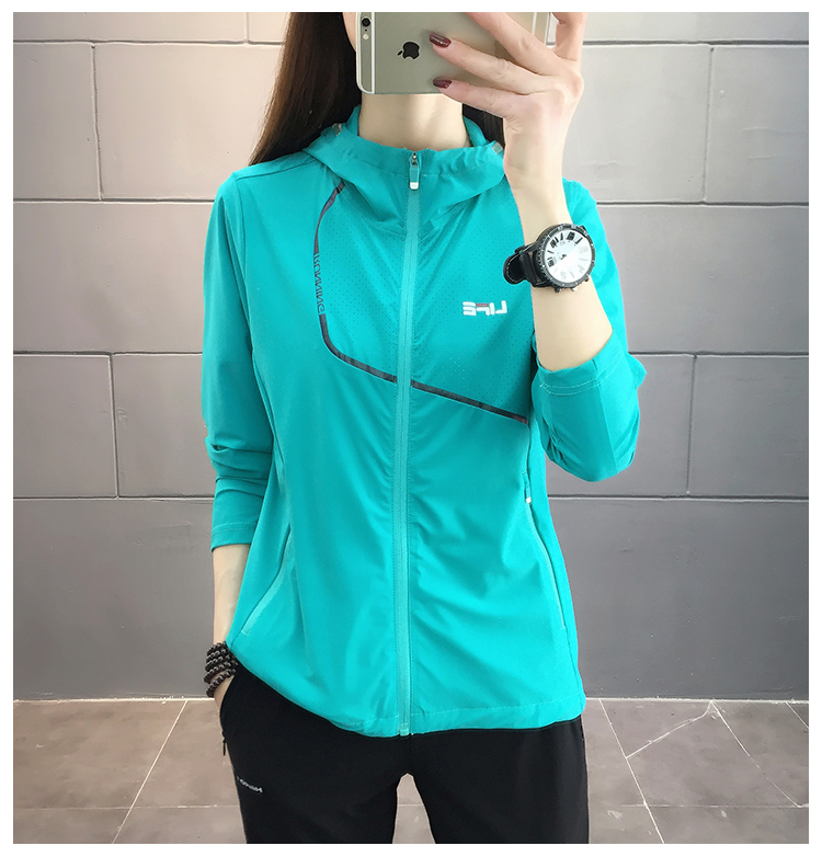 户外防晒衣女轻薄透气防紫外线修身登山运动弹力冰丝皮肤衣外套潮