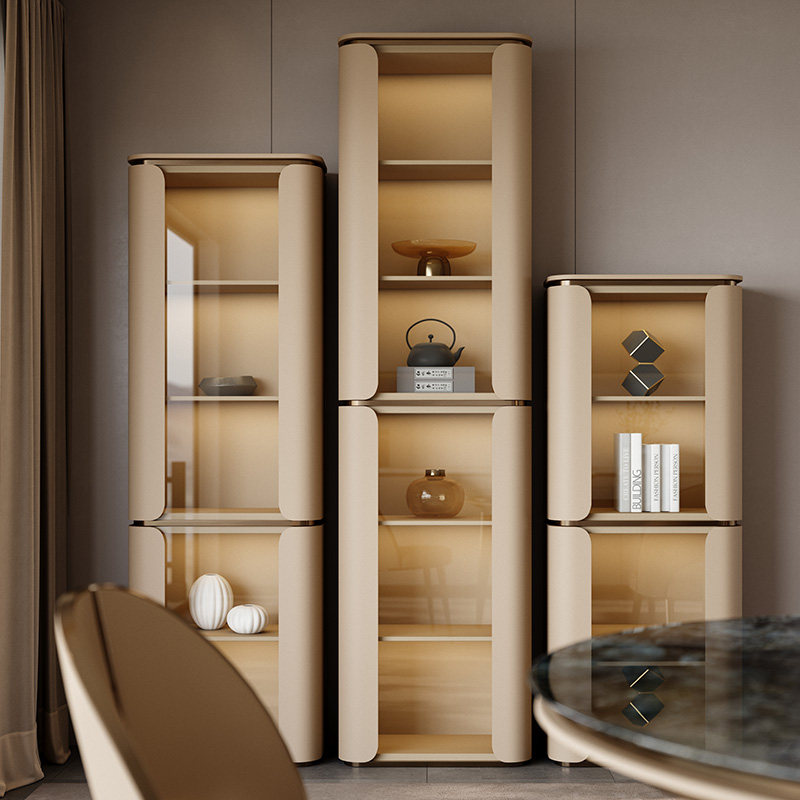 轻奢手办展示柜设计师高档玻璃酒柜储物柜一体靠墙角柜