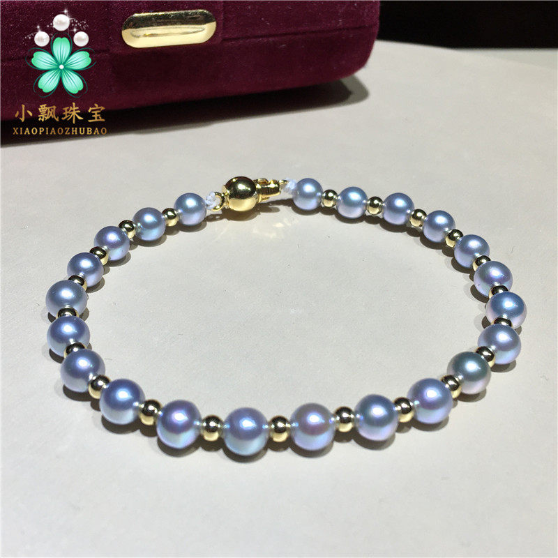 珍珠日本本真多麻akoya海水项链气质电光蓝色手饰