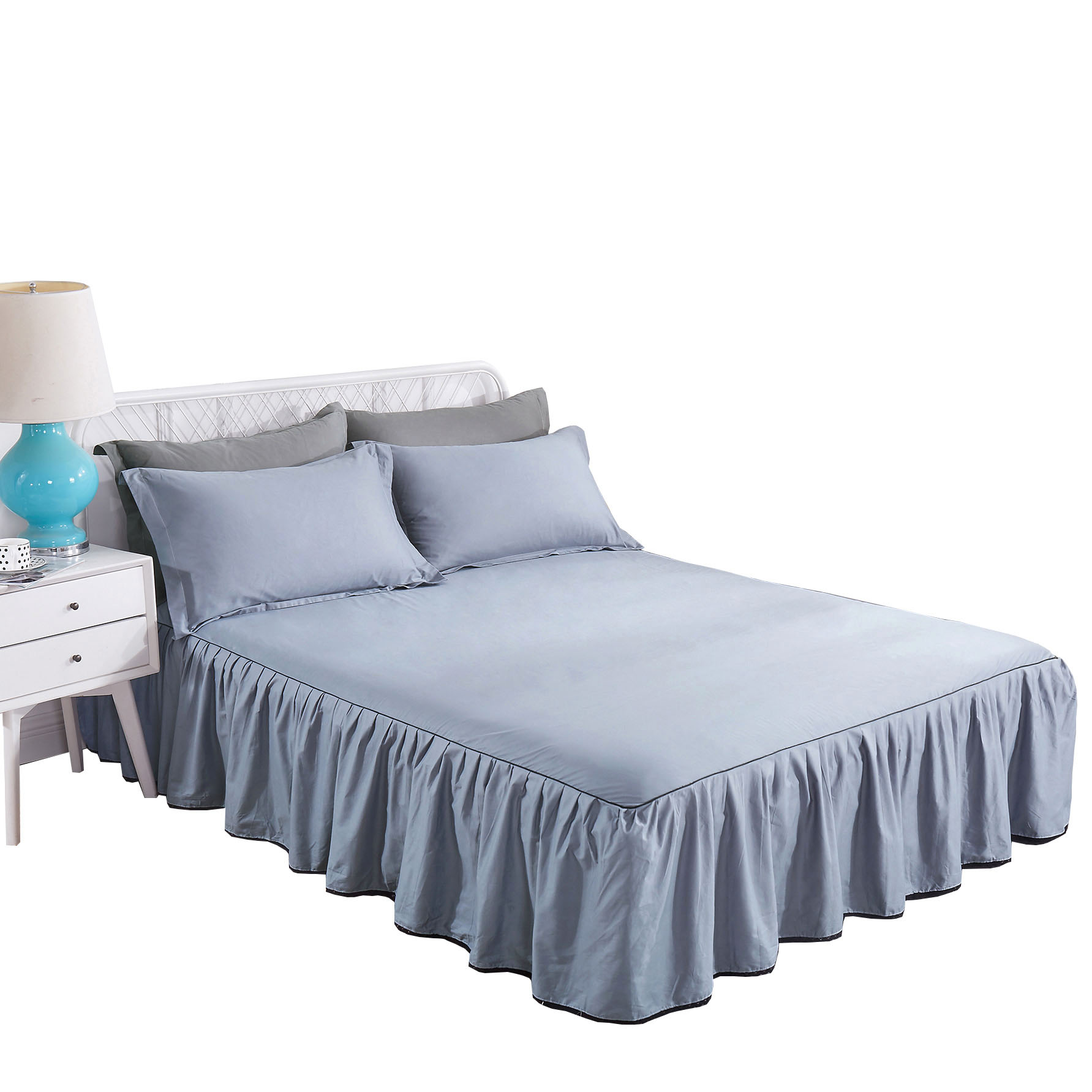 简约纯棉纯色床裙席梦思全棉床罩单件床垫保护套床裙